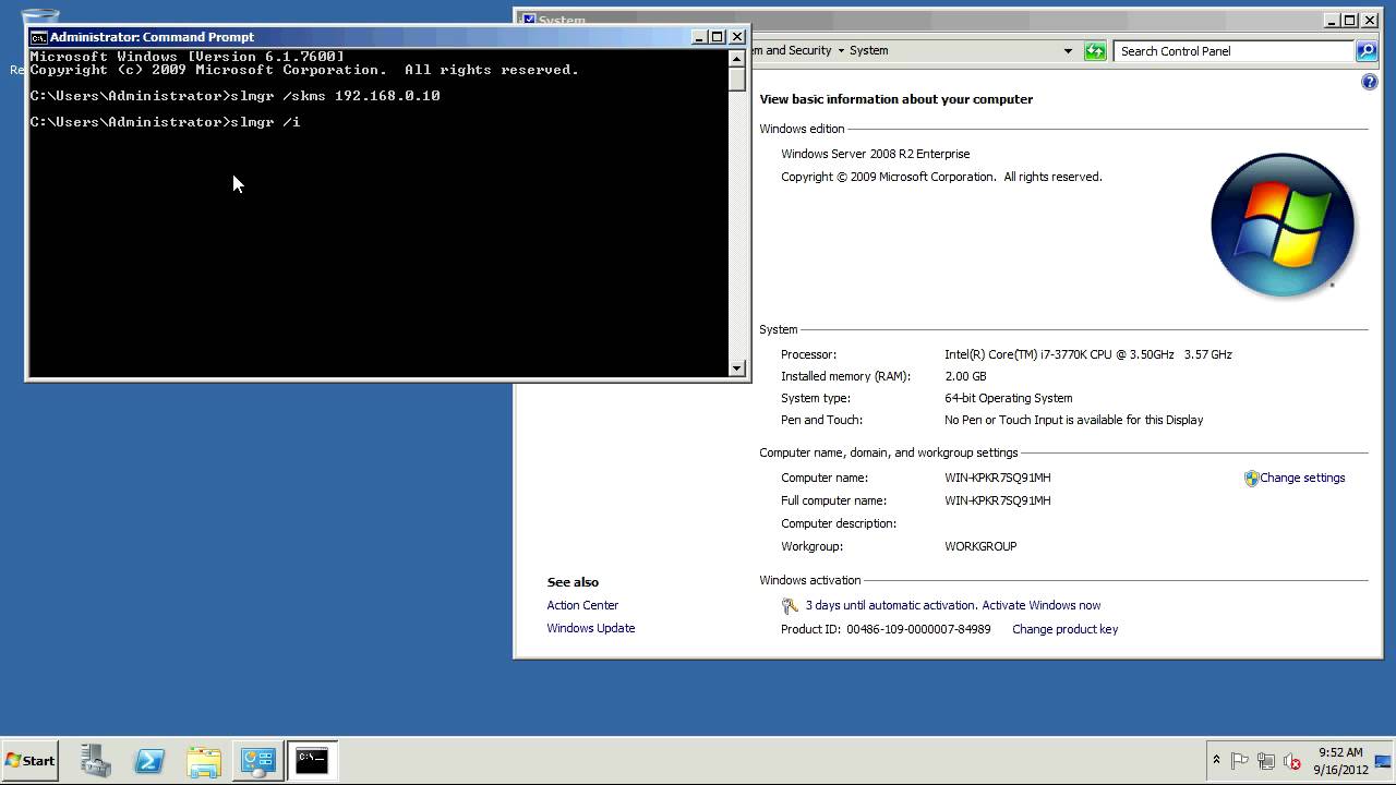 Manually activate windows server 2008 r2